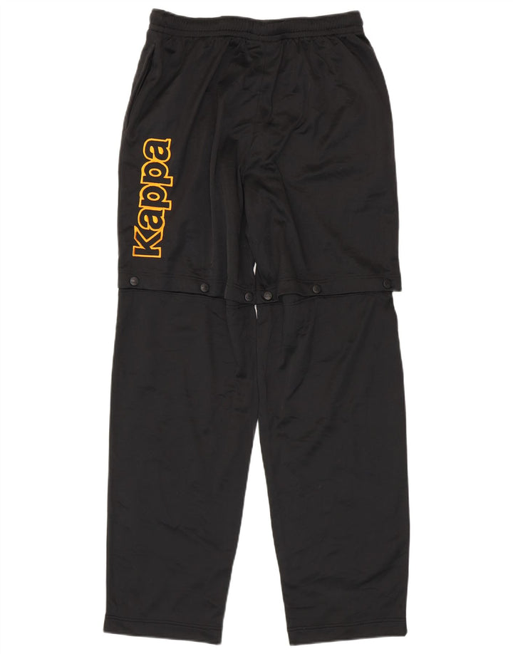 Calça de treino masculina Kappa com estampa gráfica grande de poliéster preto