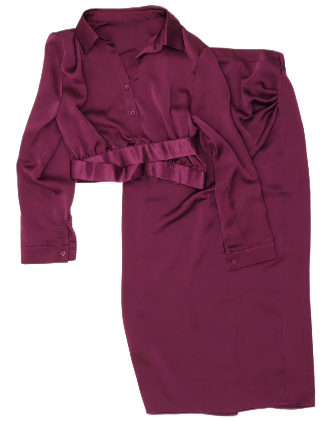 A saia da parte do botão das mulheres do vintage ajustou o poliéster roxo do XL W28