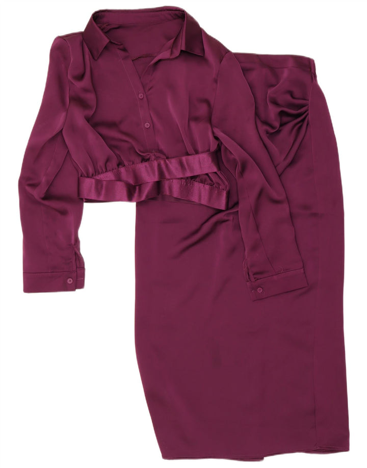 A saia da parte do botão das mulheres do vintage ajustou o poliéster roxo do XL W28