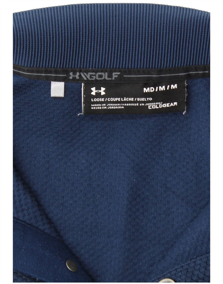 UNDER ARMOUR Mens Cold Gear botão pescoço moletom jumper médio azul marinho