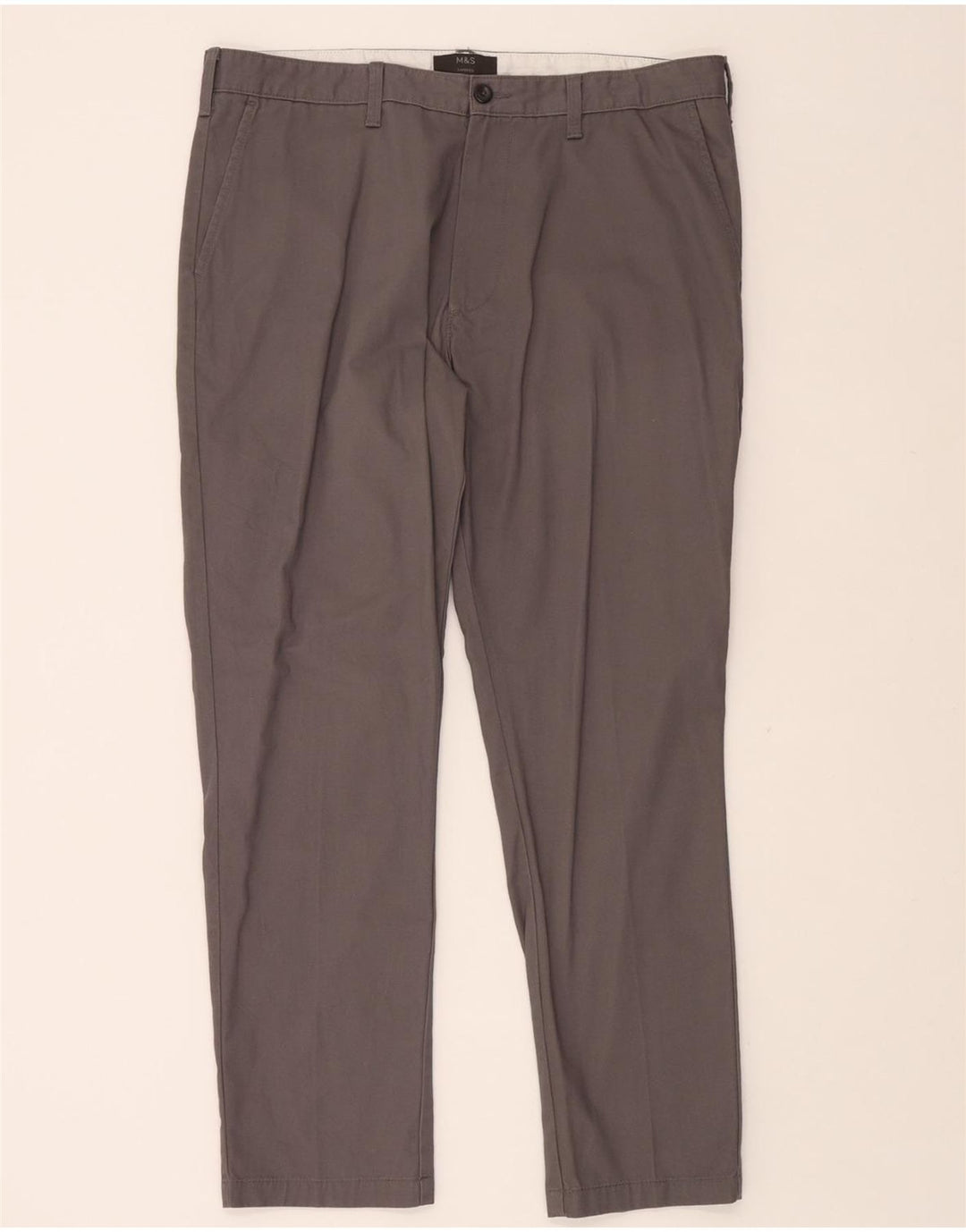 MARKS & SPENCER Mens Tapered Chino Trousers W36 L29 Grey Cotton Vintage Marks & Spencer and Second-Hand Marks & Spencer from Messina Hembry 