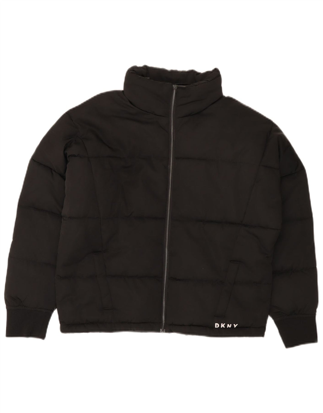 Casaco acolchoado DKNY para meninas 11-12 anos XS preto poliéster