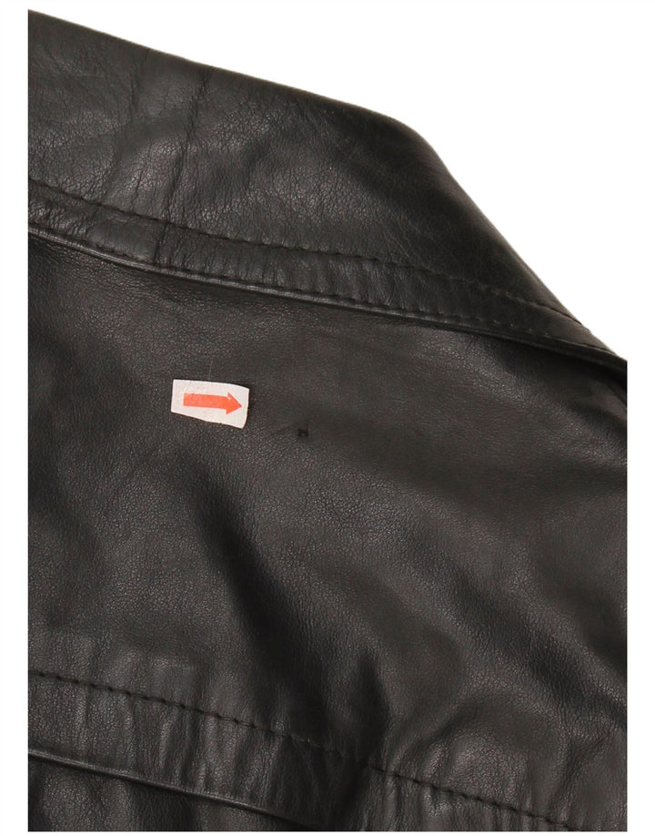 Casaco de couro masculino VINTAGE IT 48 couro preto médio