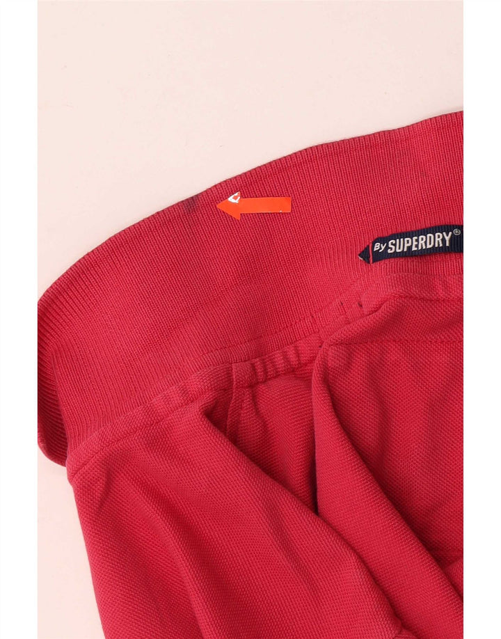 Camisa polo masculina Superdry de manga curta médio rosa algodão