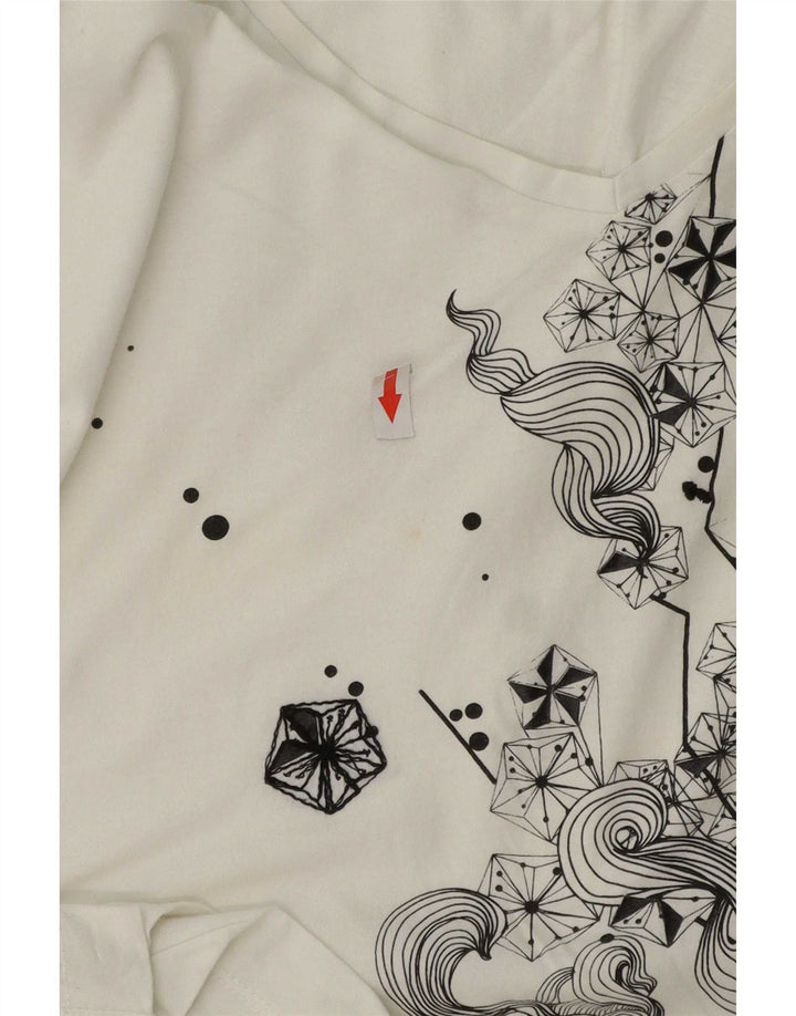 Top feminino Lee manga 3/4 Reino Unido 16 grande algodão branco
