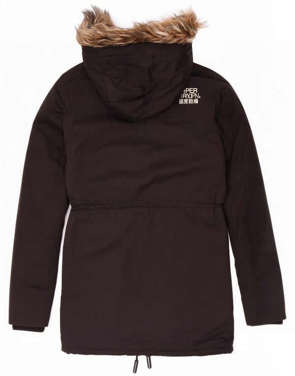 Jaqueta Parka feminina Superdry com capuz UK 6 XS Poliéster preto