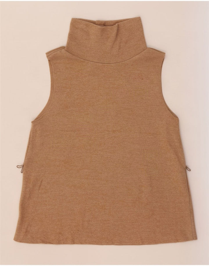 Zara Womens Vest Top UK 12 Algodão Bege Médio