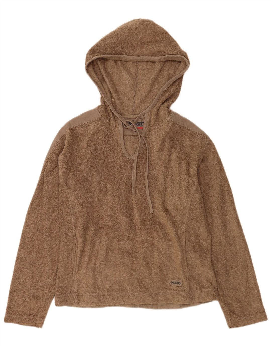 Jumper de lã com capuz feminino Musto Reino Unido 12 poliéster marrom médio