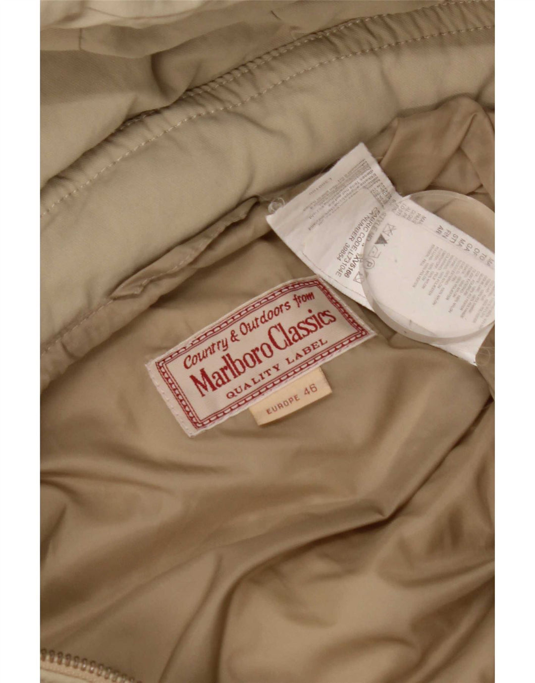 Jaqueta acolchoada com capuz feminino Marlboro Classics EU 46 XL bege nylon