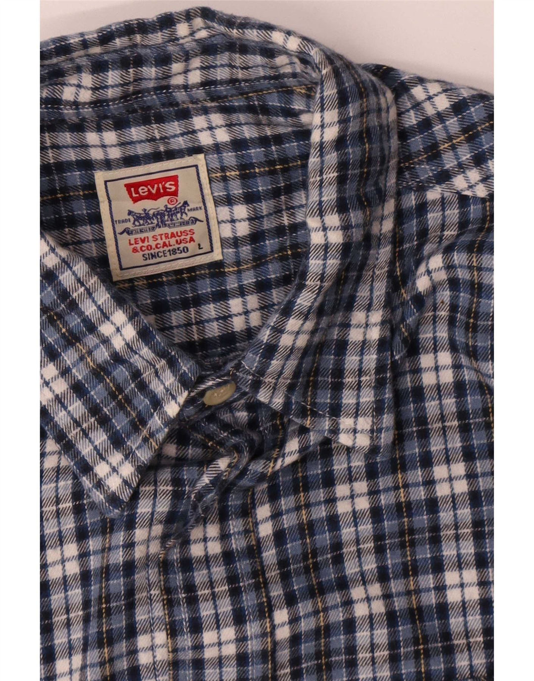 Camisa masculina de flanela Levi's grande xadrez azul