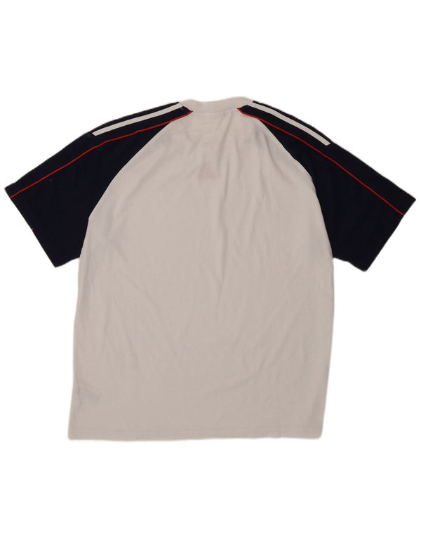 Camiseta masculina Adidas Top UK 44/46 grande branco colorblock algodão
