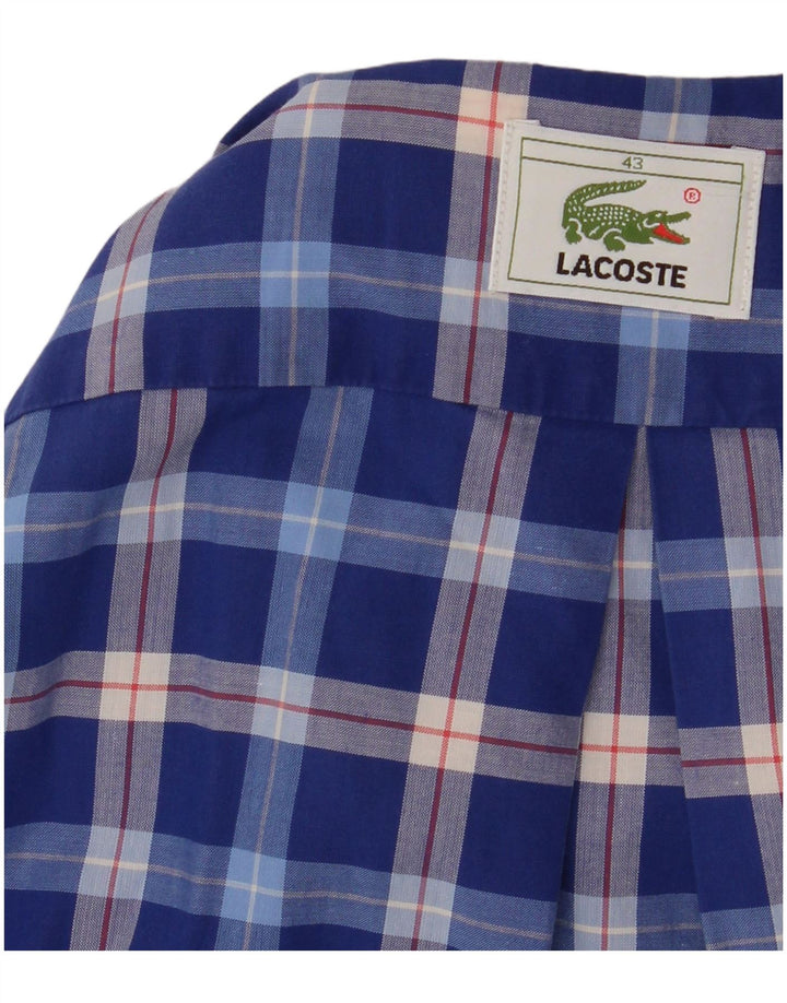 Lacoste camisa masculina de manga curta tamanho 43 grande xadrez azul