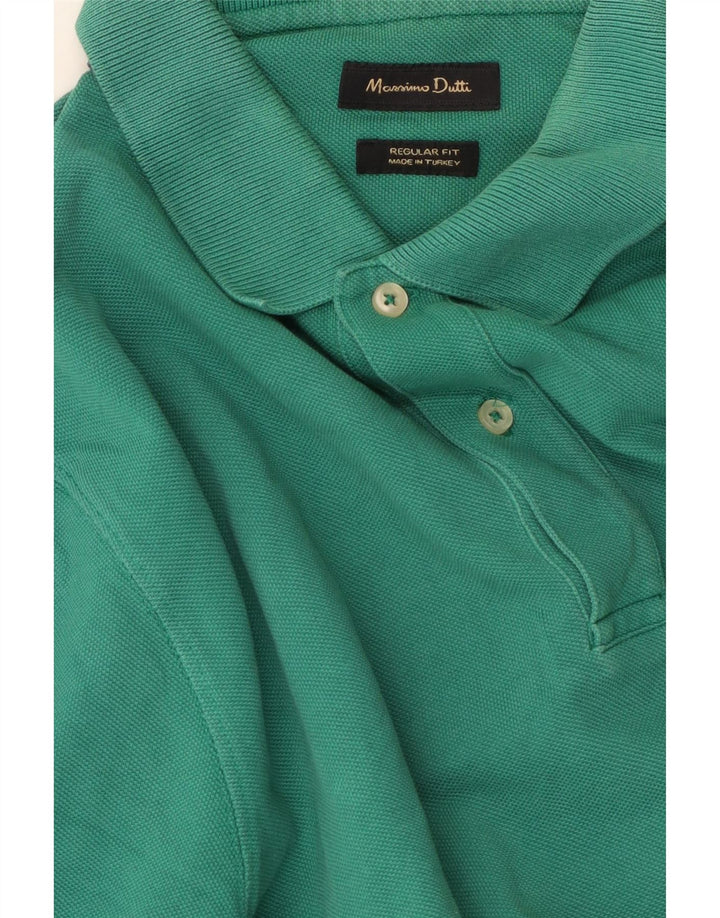 Camisa polo masculina Massimo Dutti Regular Fit algodão verde médio
