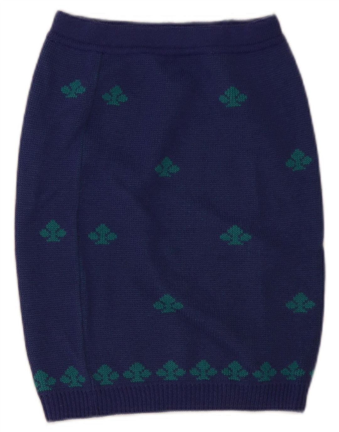 Saia lápis feminina de malha Stefanel W28 lã geométrica azul médio