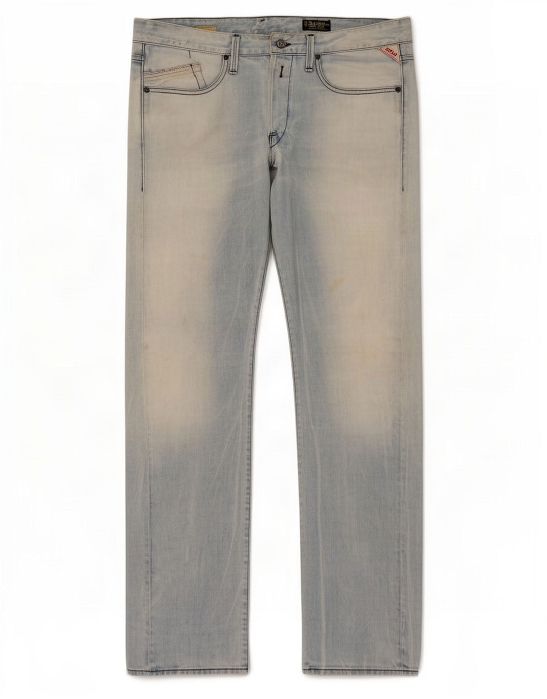 Replay Mens Straight Jeans W36 L34 Azul Algodão