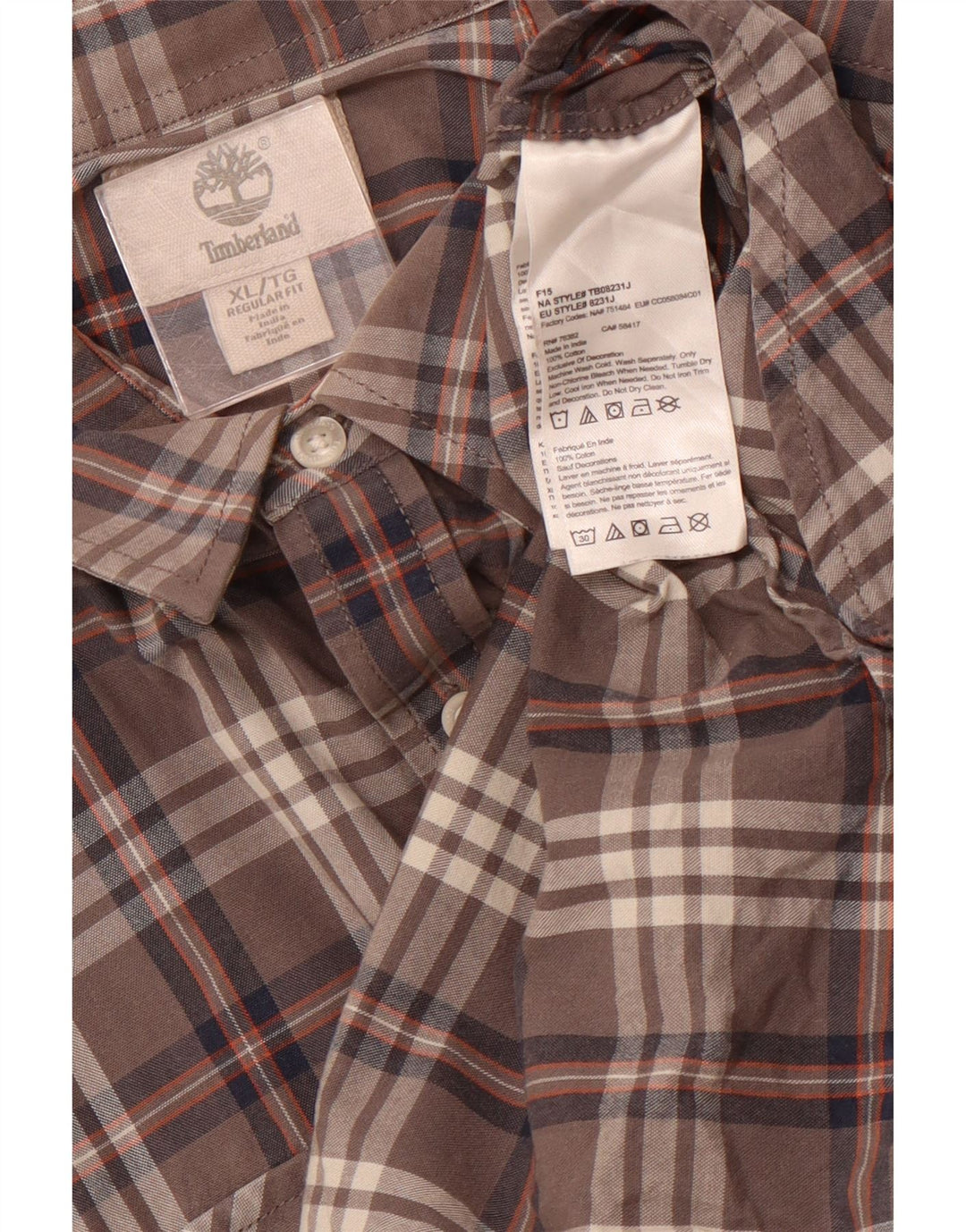 Camisa masculina Regular Fit TIMBERLAND XL algodão xadrez cinza