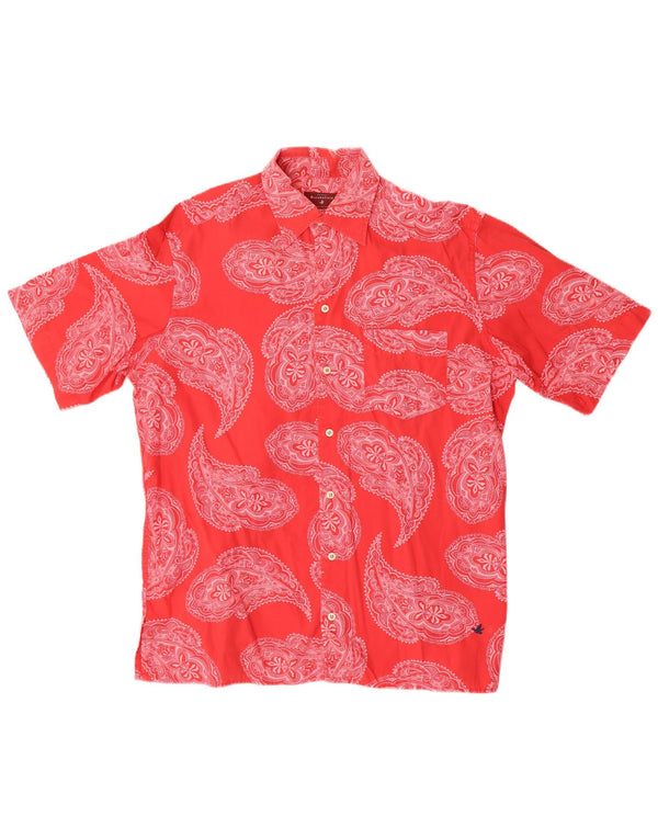 Camisa masculina de manga curta Brooksfield, algodão Paisley vermelho médio