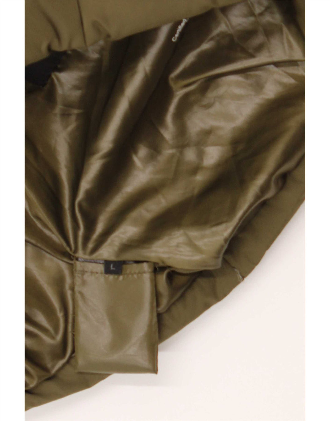 Jaqueta feminina acolchoada gráfica Guess UK 12 poliéster cáqui médio