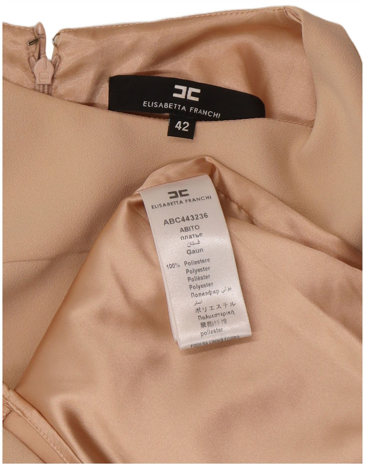 Elisabetta Franchi Vestido feminino Shift IT 42 Médio Bege Poliéster Clássico