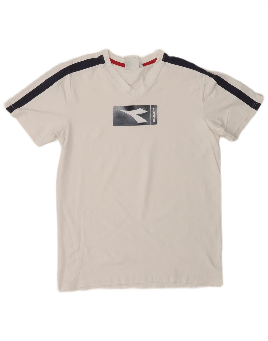 Camiseta gráfica masculina DIADORA Top médio branco colorblock