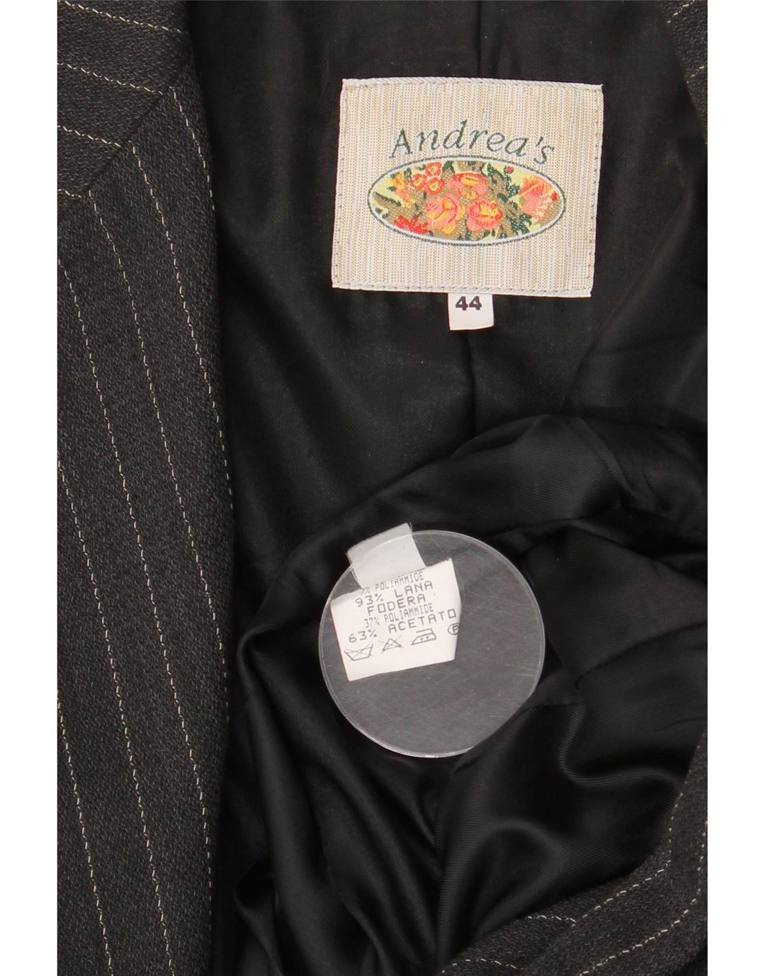 Jaqueta blazer feminina Andrea's Double Breasted IT 44 risca de giz preta média