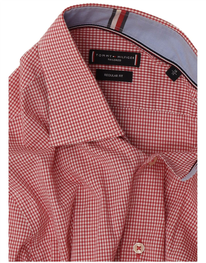Camisa masculina Tommy Hilfiger Regular Fit tamanho 38 15 médio vermelho guingão