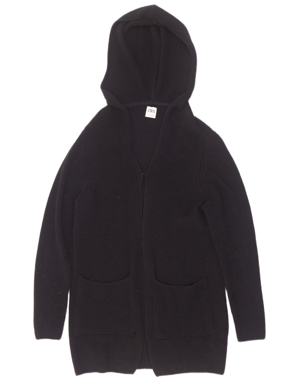 Suéter cardigã masculino Zara com capuz pequeno algodão azul marinho