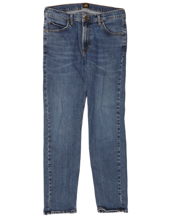 Lee Mens Rider Slim Jeans W34 L32 Azul Algodão