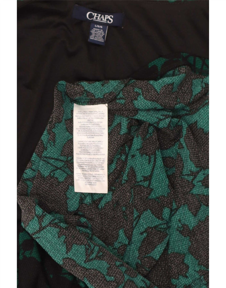 Vestido feminino com bainha de manga 3/4 da Chaps, grande, verde, floral, poliéster