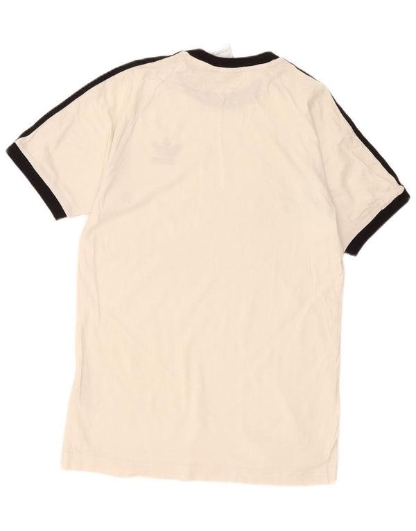 Adidas Mens T-Shirt Top Pequeno Algodão Branco