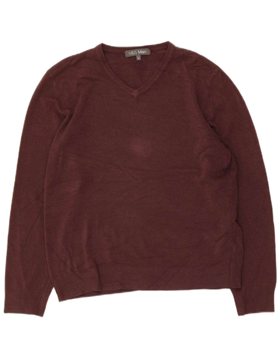 Suéter feminino Marks & Spencer com decote em V Reino Unido 14 acrílico marrom médio