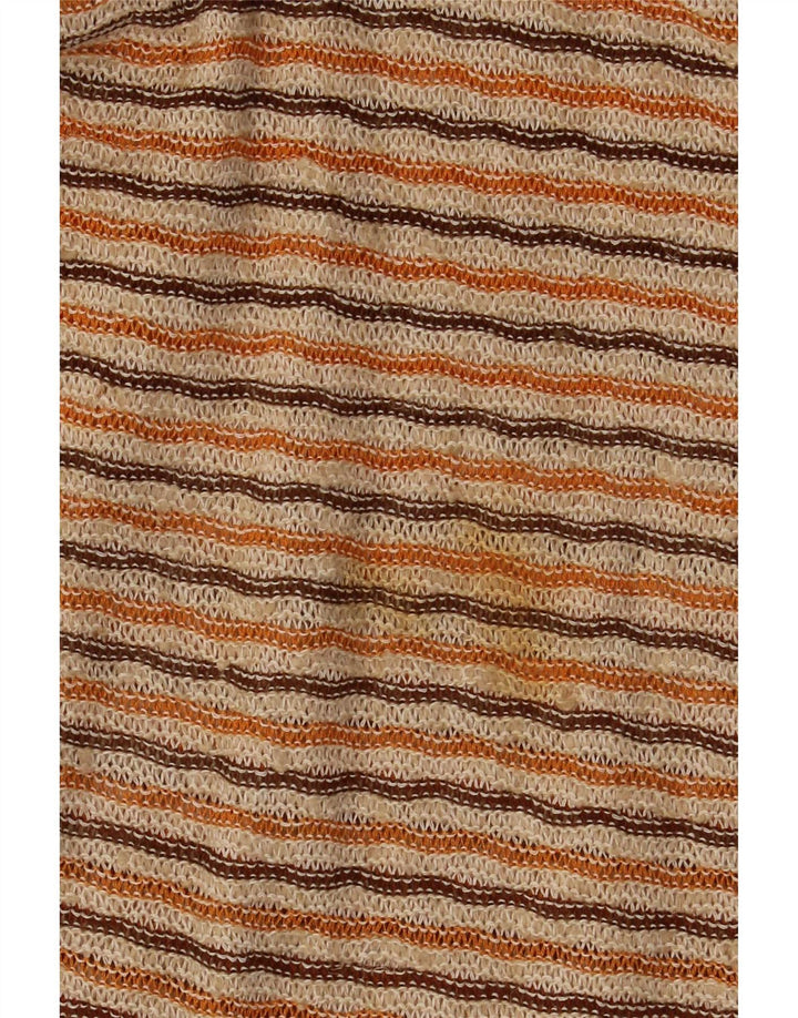 Vestido feminino vintage de malha deslizante UK 12 médio listrado multicolorido