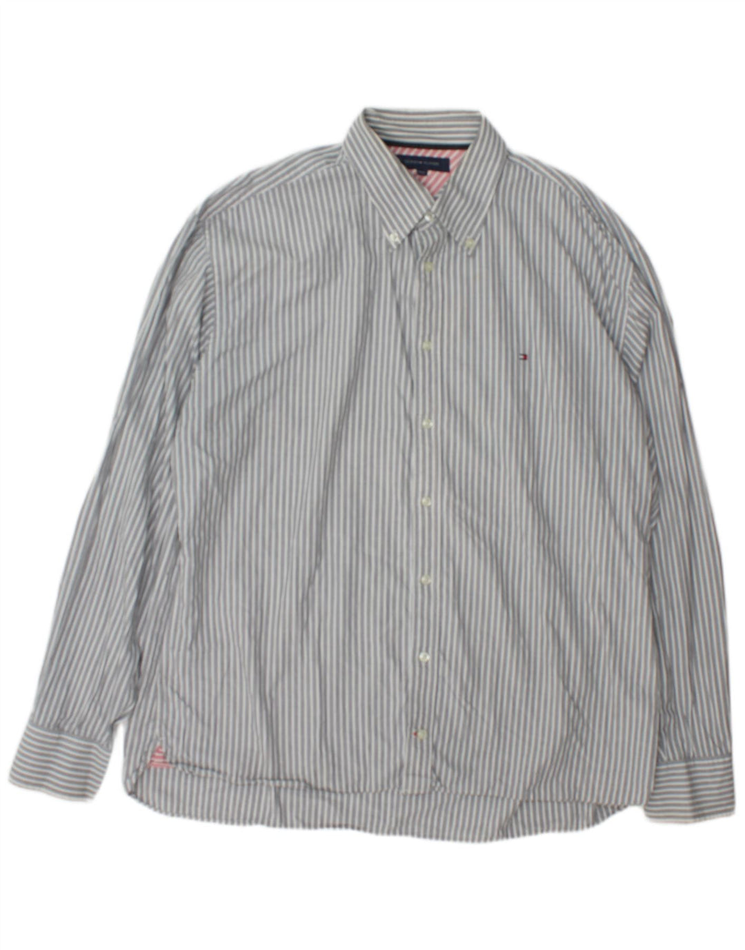 Camisa masculina Tommy Hilfiger 2XL algodão listrado cinza