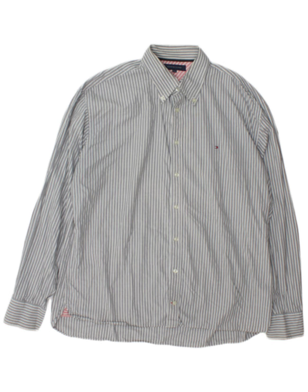 Camisa masculina Tommy Hilfiger 2XL algodão listrado cinza