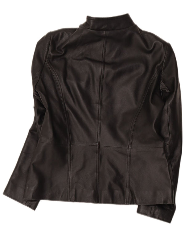 Jaqueta de couro militar feminina Helium UK 14 média preta