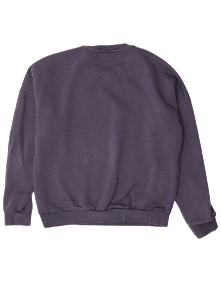 ADIDAS Womens Graphic Sweatshirt Jumper UK 12 Médio Azul Marinho Algodão