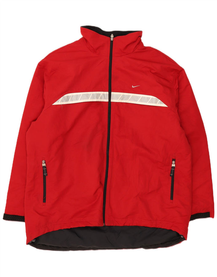 Jaqueta corta-vento masculina Nike UK 44 2XL poliéster colorblock vermelho