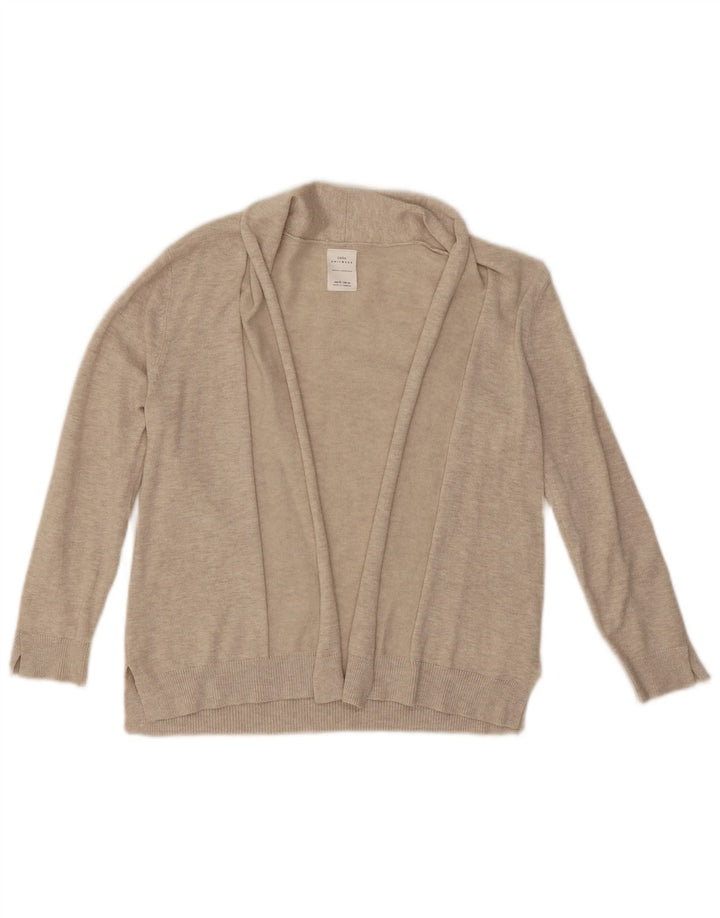 Suéter cardigã aberto feminino Zara UK 8 pequeno bege viscose