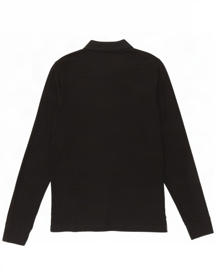 Camisa polo masculina de manga comprida French Connection algodão preto médio
