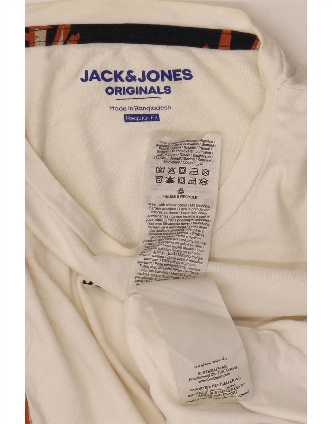 Camiseta masculina Jack & Jones Regular Fit gráfica top médio branco floral