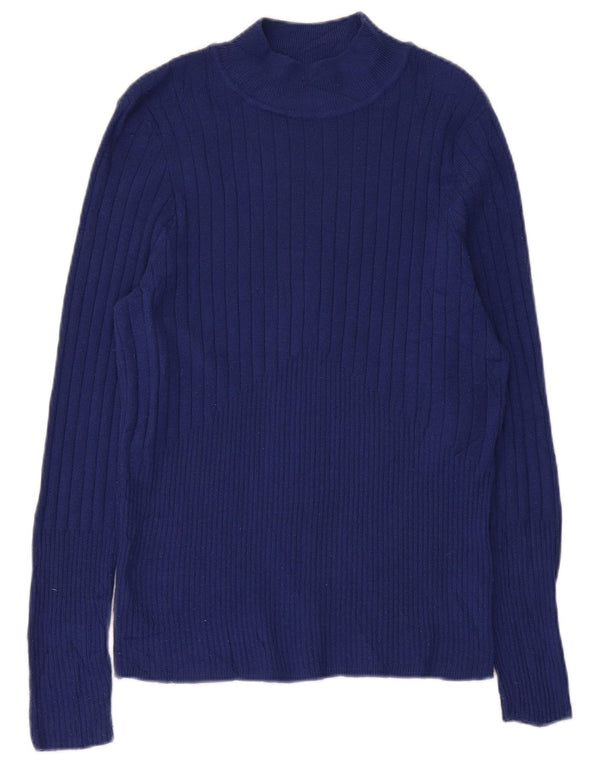 Suéter feminino Marks & Spencer com gola tartaruga Reino Unido 16 grande azul marinho