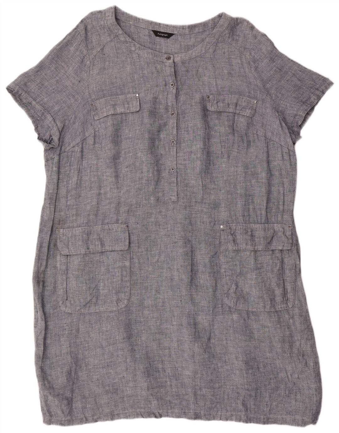 Vestido feminino Marks & Spencer Autograph Shift Reino Unido 22 3XL linho azul