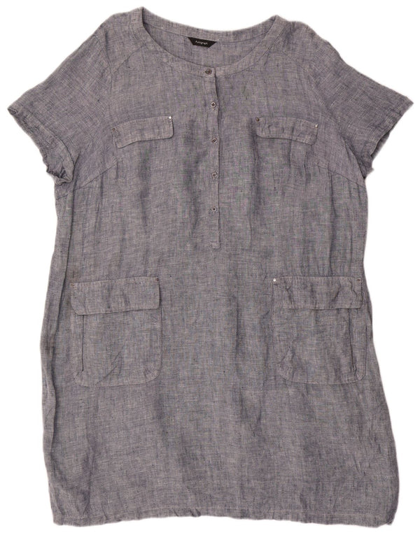 Vestido feminino Marks & Spencer Autograph Shift Reino Unido 22 3XL linho azul