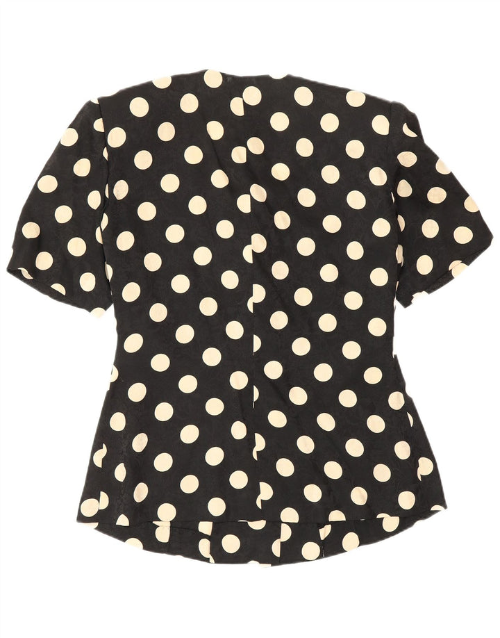 Conjunto de saia feminina vintage manga curta 2 peças Reino Unido 12 médio W28 preto