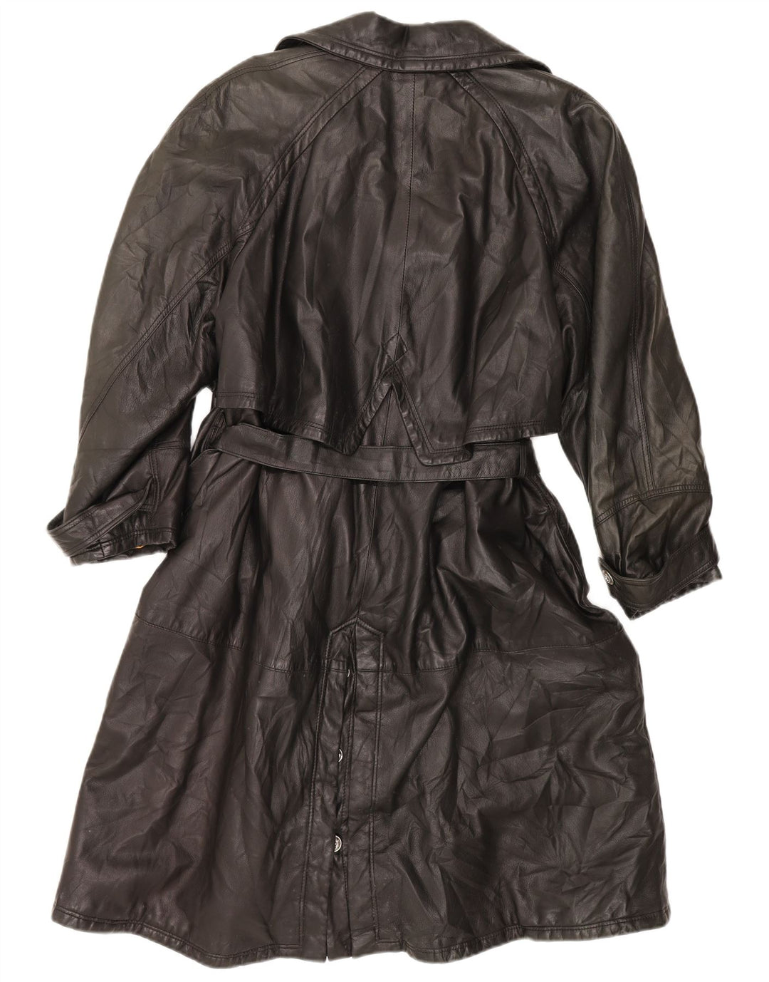 Trench coat feminino de couro VINTAGE IT 44 couro preto médio