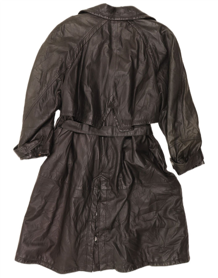 Trench coat feminino de couro VINTAGE IT 44 couro preto médio
