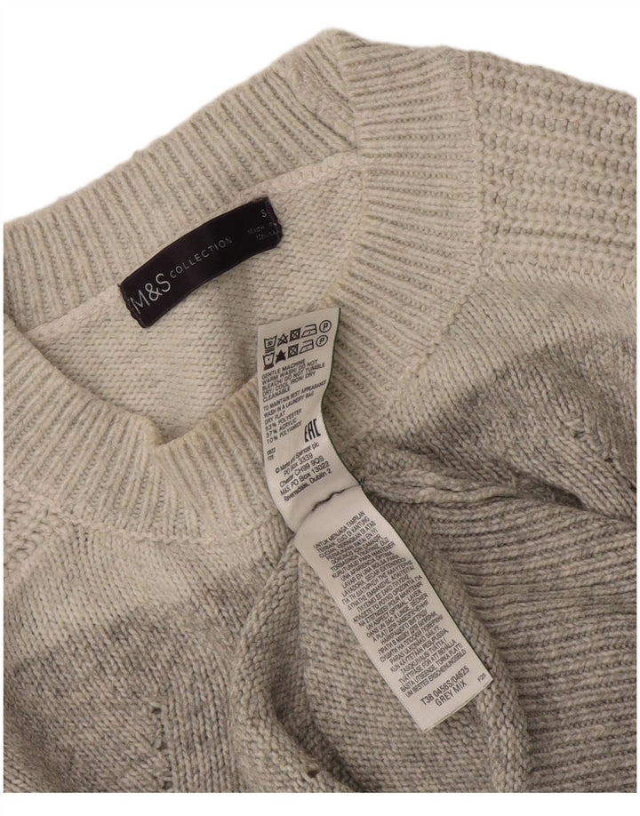 Suéter feminino Zara com gola redonda e poliéster listrado cinza pequeno UK 10