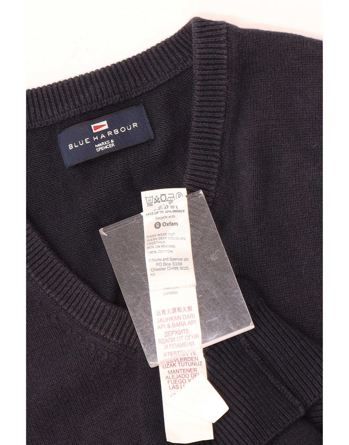 Regata masculina Marks & Spencer Blue Harbour Vest de algodão azul marinho médio