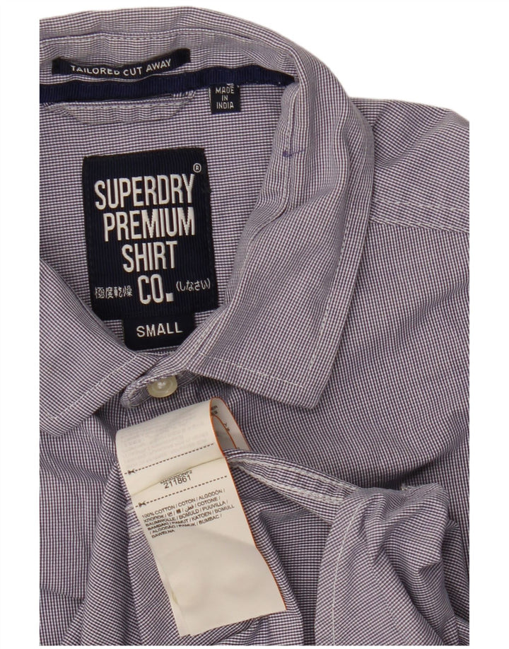Camisa masculina SUPERDRY sob medida pequena listrada roxa de algodão