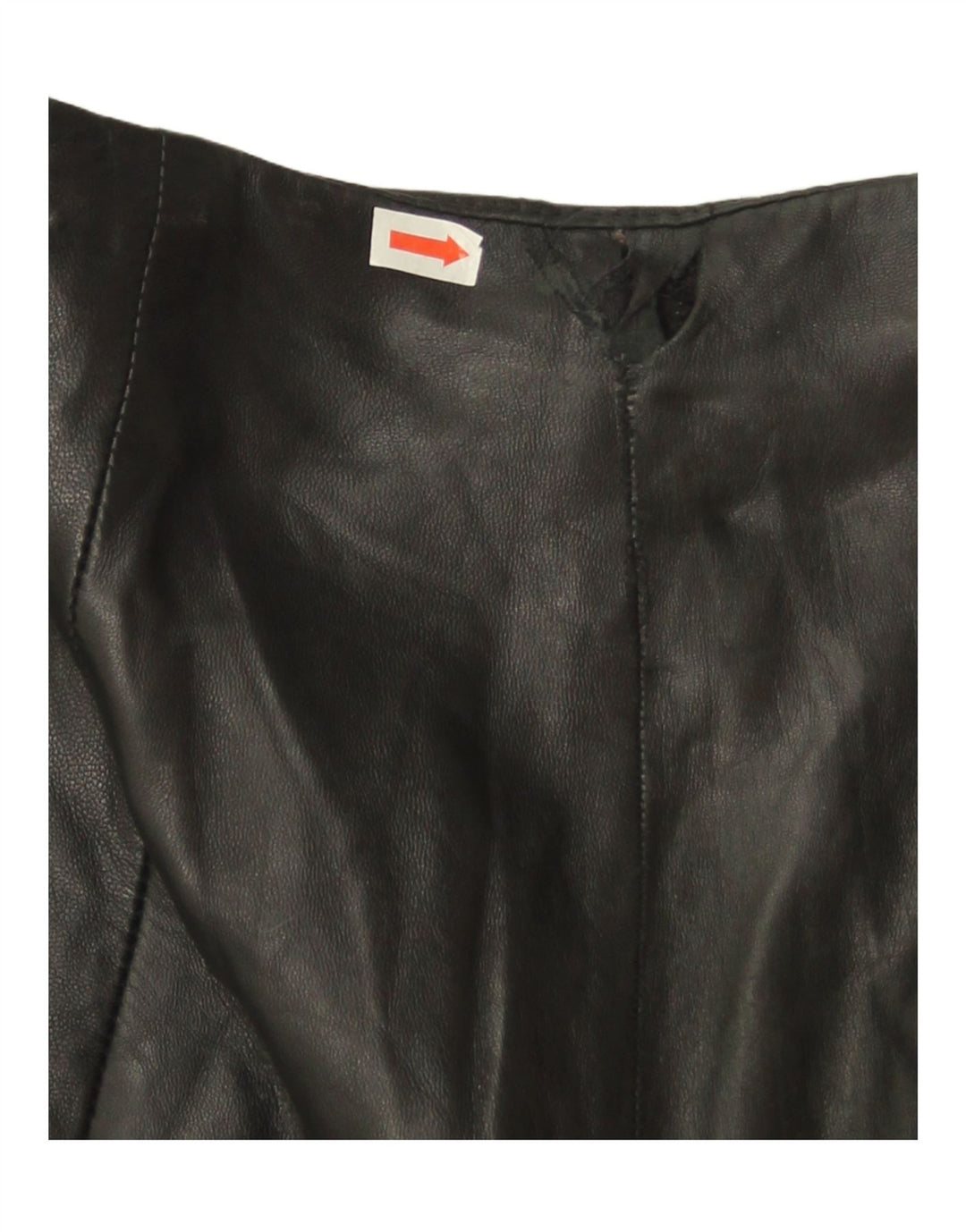 Calça feminina de couro slim Mango UE 36 pequena W24 L27 couro preto